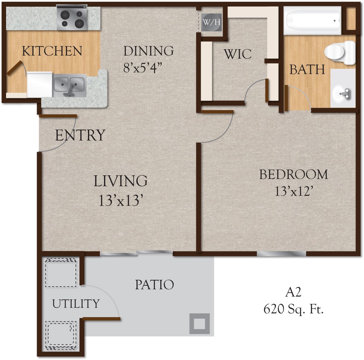 A2 One Bedroom/ One Bath | Bedroom | The Preserve at Westover Hills San Antonio Apartments
